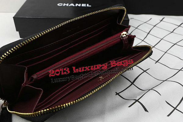 Chanel Matelasse Zip Around Wallet Black Cannage Pattern A50097 Gold Chanel Matelasse Zip Around Wallet Black Cannage Pattern A50097 Gold