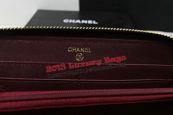 Chanel Matelasse Zip Around Wallet Black Cannage Pattern A50097 Gold Chanel Matelasse Zip Around Wallet Black Cannage Pattern A50097 Gold