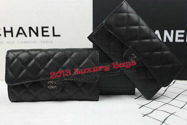 Chanel Tri-Fold Wallet Black Original Cannage Pattern A31506 Silver Chanel Tri-Fold Wallet Black Original Cannage Pattern A31506 Silver