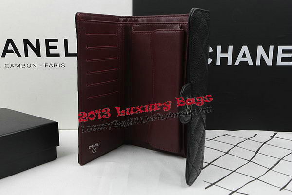 Chanel Tri-Fold Wallet Black Original Cannage Pattern A31506 Silver Chanel Tri-Fold Wallet Black Original Cannage Pattern A31506 Silver