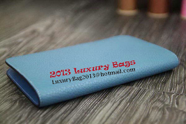 Hermes Compact Passport Holder Original Leather Wallet Blue Hermes Compact Passport Holder Original Leather Wallet Blue