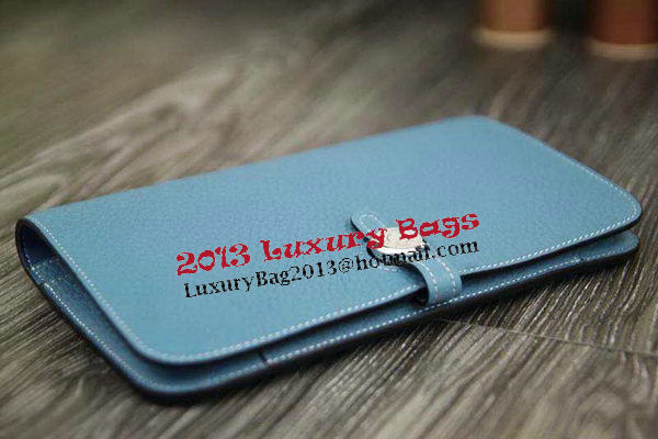 Hermes Compact Passport Holder Original Leather Wallet Blue Hermes Compact Passport Holder Original Leather Wallet Blue