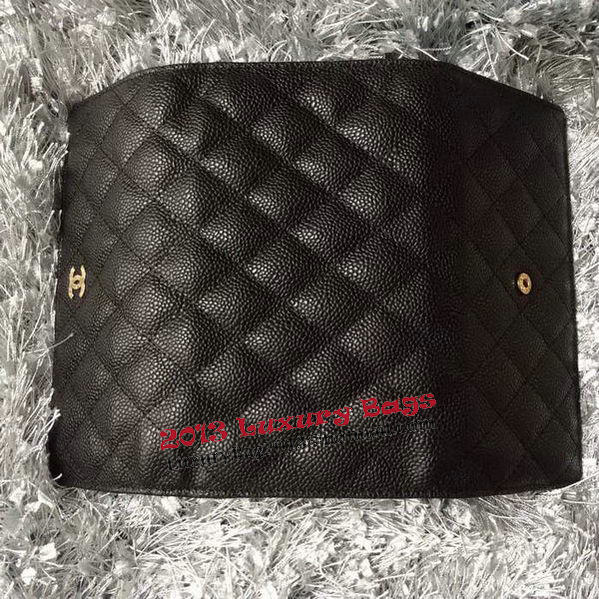 Chanel Tri-Fold Wallet Cannage Pattern Leather A48656 Black