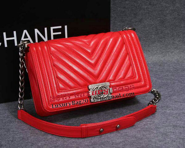 Boy Chanel Flap Shoulder Bag Herringbone Stitching CHA6817 Red Boy Chanel Flap Shoulder Bag Herringbone Stitching CHA6817 Red