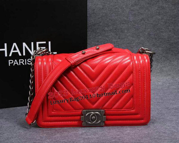 Boy Chanel Flap Shoulder Bag Herringbone Stitching CHA6817 Red Boy Chanel Flap Shoulder Bag Herringbone Stitching CHA6817 Red