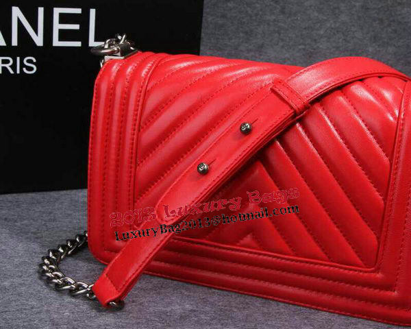 Boy Chanel Flap Shoulder Bag Herringbone Stitching CHA6817 Red Boy Chanel Flap Shoulder Bag Herringbone Stitching CHA6817 Red