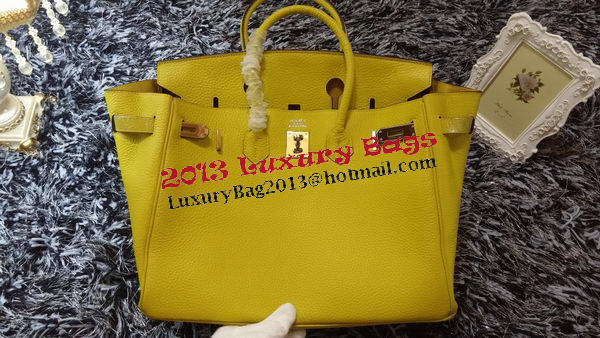 Hermes Birkin 35CM Tote Bag Litchi Leather HB35GL Lemon Hermes Birkin 35CM Tote Bag Litchi Leather HB35GL Lemon