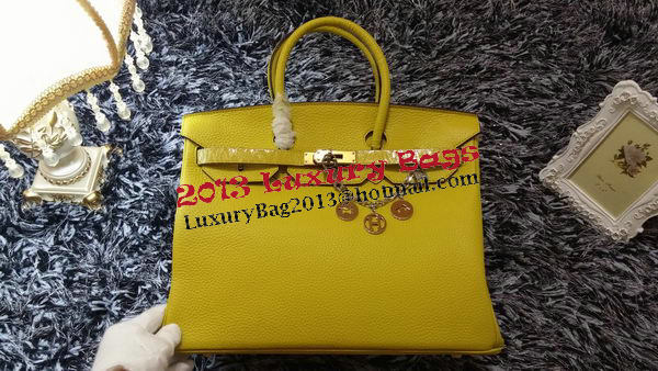 Hermes Birkin 35CM Tote Bag Litchi Leather HB35GL Lemon Hermes Birkin 35CM Tote Bag Litchi Leather HB35GL Lemon
