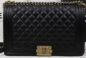 Boy Chanel Flap Bags Original Black Cannage Pattern A67088 Gold Boy Chanel Flap Bags Original Black Cannage Pattern A67088 Gold