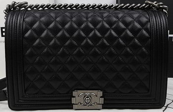 Boy Chanel Flap Bags Original Black Cannage Pattern A67088 Silver Boy Chanel Flap Bags Original Black Cannage Pattern A67088 Silver