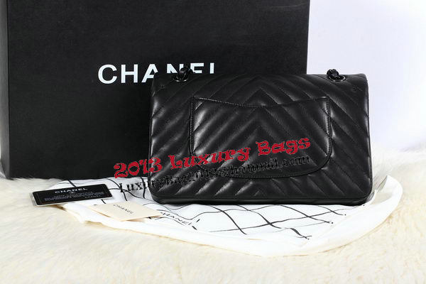 Chanel 2.55 Series Flap Bag Sheepskin Chevron Quilting A1112 Black Chanel 2.55 Series Flap Bag Sheepskin Chevron Quilting A1112 Black