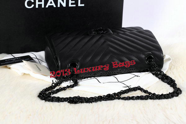 Chanel 2.55 Series Flap Bag Sheepskin Chevron Quilting A1112 Black Chanel 2.55 Series Flap Bag Sheepskin Chevron Quilting A1112 Black