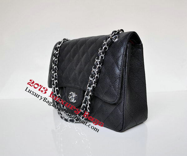 Chanel Jumbo Quilted Classic Flap Bag Black Cannage Patterns A58600 Silver Chanel Jumbo Quilted Classic Flap Bag Black Cannage Patterns A58600 Silver