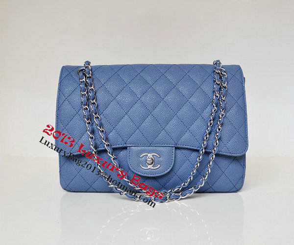 Chanel Jumbo Quilted Classic Flap Bag Blue Cannage Patterns A58600 Silver Chanel Jumbo Quilted Classic Flap Bag Blue Cannage Patterns A58600 Silver
