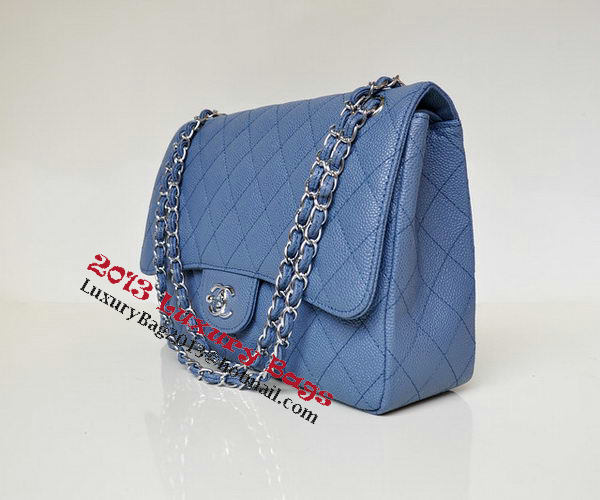 Chanel Jumbo Quilted Classic Flap Bag Blue Cannage Patterns A58600 Silver Chanel Jumbo Quilted Classic Flap Bag Blue Cannage Patterns A58600 Silver