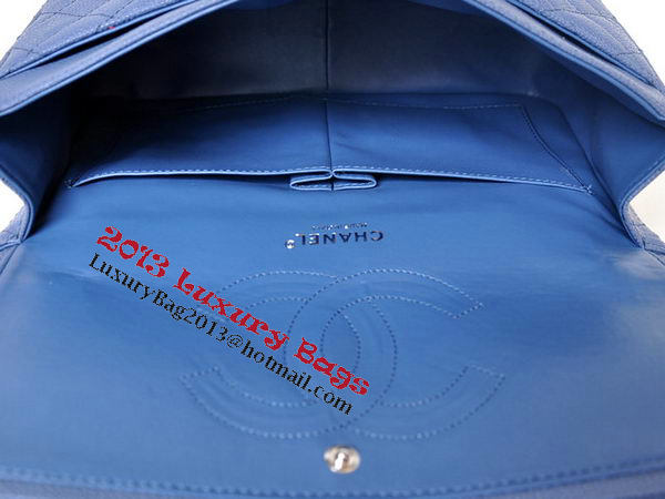 Chanel Jumbo Quilted Classic Flap Bag Blue Cannage Patterns A58600 Silver Chanel Jumbo Quilted Classic Flap Bag Blue Cannage Patterns A58600 Silver