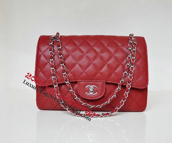 Chanel Jumbo Quilted Classic Flap Bag Burgundy Cannage Patterns A58600 Silver Chanel Jumbo Quilted Classic Flap Bag Burgundy Cannage Patterns A58600 Silver