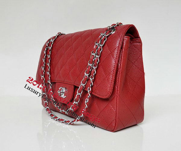 Chanel Jumbo Quilted Classic Flap Bag Burgundy Cannage Patterns A58600 Silver Chanel Jumbo Quilted Classic Flap Bag Burgundy Cannage Patterns A58600 Silver