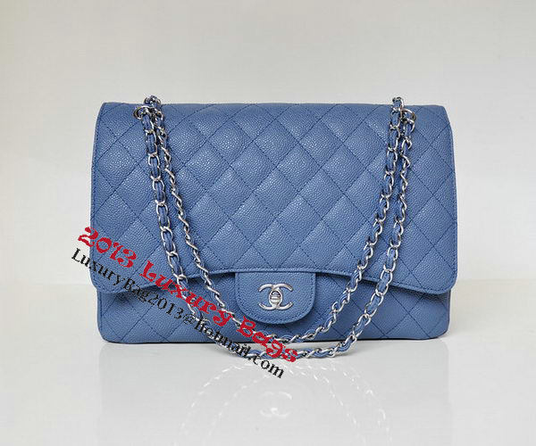 Chanel Maxi Quilted Classic Flap Bag Blue Cannage Patterns A58601 Silver Chanel Maxi Quilted Classic Flap Bag Blue Cannage Patterns A58601 Silver