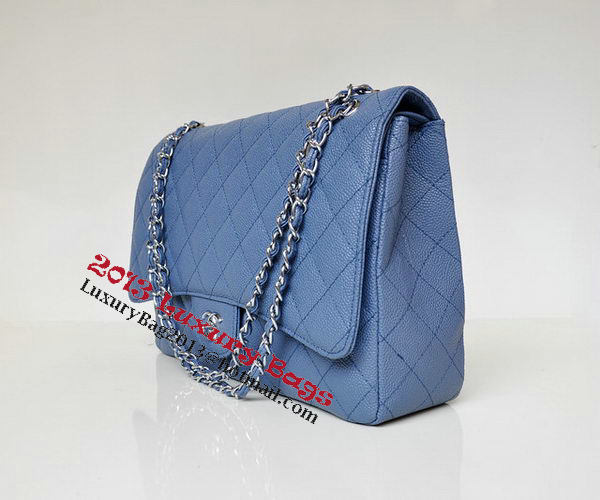 Chanel Maxi Quilted Classic Flap Bag Blue Cannage Patterns A58601 Silver Chanel Maxi Quilted Classic Flap Bag Blue Cannage Patterns A58601 Silver