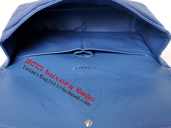 Chanel Maxi Quilted Classic Flap Bag Blue Cannage Patterns A58601 Silver Chanel Maxi Quilted Classic Flap Bag Blue Cannage Patterns A58601 Silver