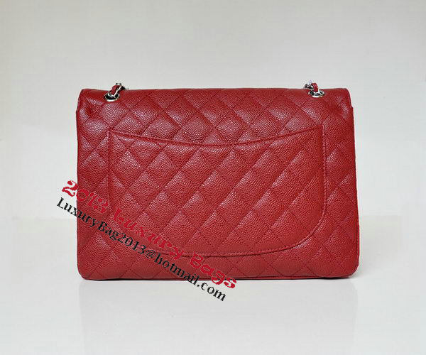 Chanel Maxi Quilted Classic Flap Bag Burgundy Cannage Patterns A58601 Silver