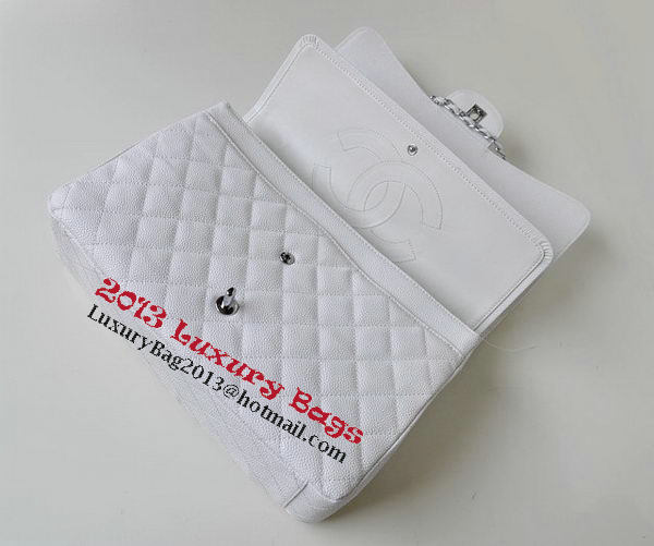 Chanel Maxi Quilted Classic Flap Bag White Cannage Patterns A58601 Silver Chanel Maxi Quilted Classic Flap Bag White Cannage Patterns A58601 Silver