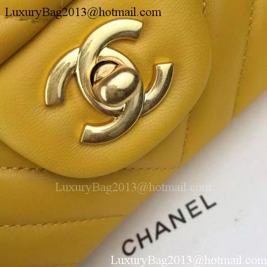 Chanel Classic mini Flap Bag Chevron Sheepskin Leather A68748 Yellow Chanel Classic mini Flap Bag Chevron Sheepskin Leather A68748 Yellow