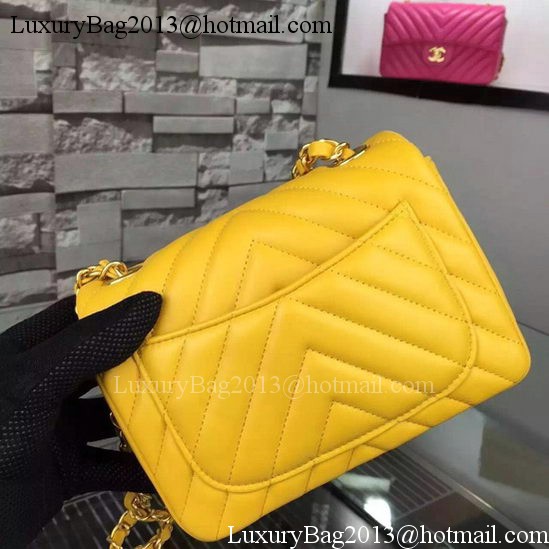 Chanel Classic mini Flap Bag Chevron Sheepskin Leather A68748 Yellow Chanel Classic mini Flap Bag Chevron Sheepskin Leather A68748 Yellow