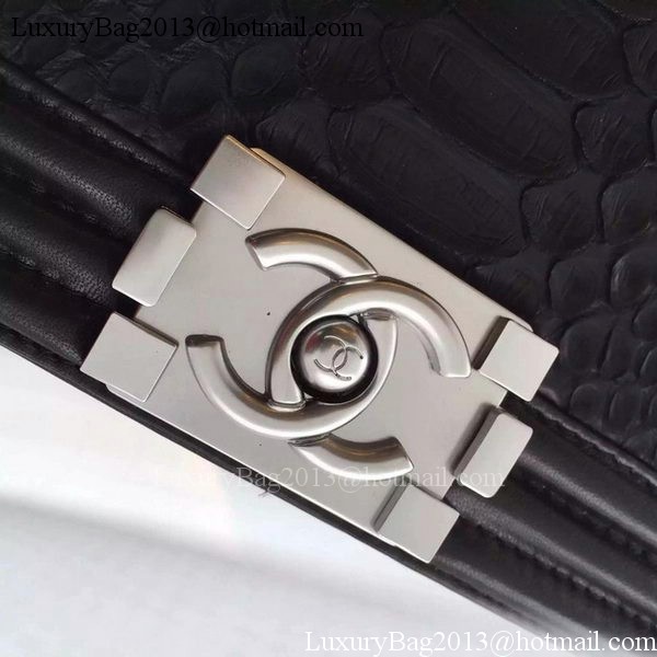 Chanel Boy Flap Shoulder Bag Black Python Leather A66094 Silver Chanel Boy Flap Shoulder Bag Black Python Leather A66094 Silver