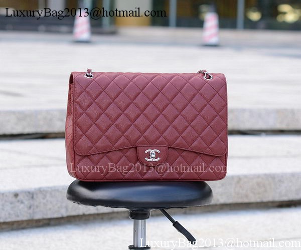Chanel Maxi Quilted Classic Flap Bag Maroon Cannage Pattern A58601 Silver Chanel Maxi Quilted Classic Flap Bag Maroon Cannage Pattern A58601 Silver