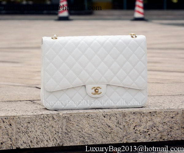 Chanel Maxi Quilted Classic Flap Bag White Cannage Pattern A58601 Gold Chanel Maxi Quilted Classic Flap Bag White Cannage Pattern A58601 Gold