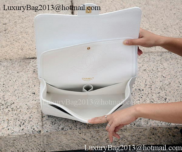 Chanel Maxi Quilted Classic Flap Bag White Cannage Pattern A58601 Gold Chanel Maxi Quilted Classic Flap Bag White Cannage Pattern A58601 Gold