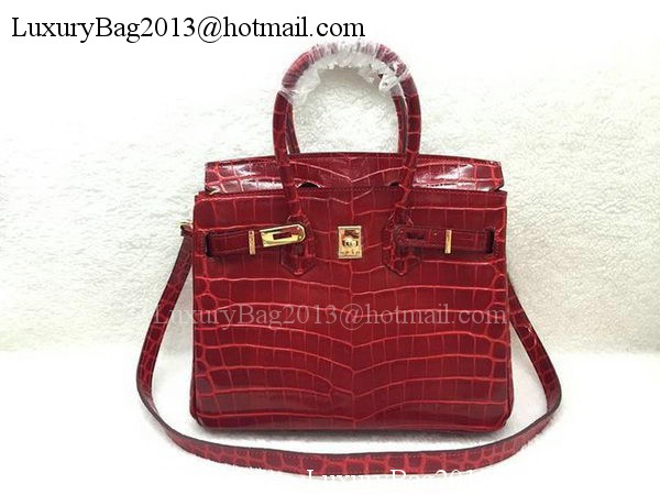 Hermes Birkin 25CM Tote Bag Croco Leather H25TCO Red Hermes Birkin 25CM Tote Bag Croco Leather H25TCO Red