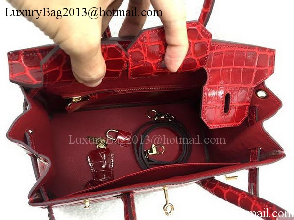 Hermes Birkin 25CM Tote Bag Croco Leather H25TCO Red Hermes Birkin 25CM Tote Bag Croco Leather H25TCO Red