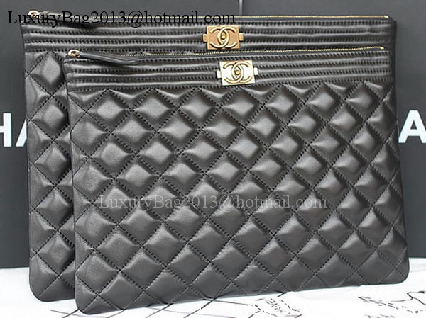 Boy Chanel Chevron Black Lambskin Leather Clutch A69253 Boy Chanel Chevron Black Lambskin Leather Clutch A69253