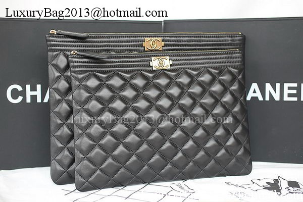 Boy Chanel Chevron Black Lambskin Leather Clutch A69253 Boy Chanel Chevron Black Lambskin Leather Clutch A69253