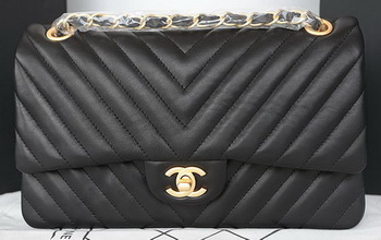 Chanel 2.55 Series Flap Bag Lambskin Chevron Leather A1112CF Black Chanel 2.55 Series Flap Bag Lambskin Chevron Leather A1112CF Black