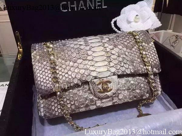 Chanel 2.55 Series Flap Bags Gray Original Python Leather A1112SA Gold Chanel 2.55 Series Flap Bags Gray Original Python Leather A1112SA Gold