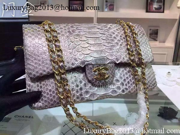 Chanel 2.55 Series Flap Bags Gray Original Python Leather A1112SA Gold Chanel 2.55 Series Flap Bags Gray Original Python Leather A1112SA Gold
