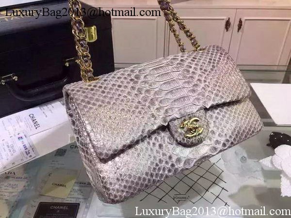 Chanel 2.55 Series Flap Bags Gray Original Python Leather A1112SA Gold Chanel 2.55 Series Flap Bags Gray Original Python Leather A1112SA Gold
