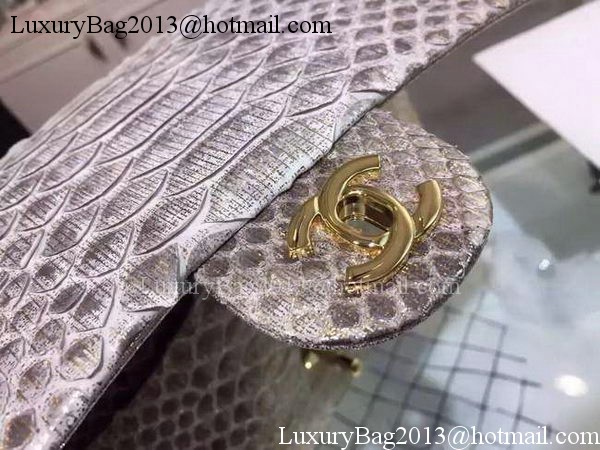 Chanel 2.55 Series Flap Bags Gray Original Python Leather A1112SA Gold Chanel 2.55 Series Flap Bags Gray Original Python Leather A1112SA Gold