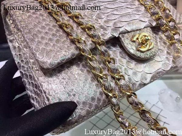 Chanel 2.55 Series Flap Bags Gray Original Python Leather A1112SA Gold Chanel 2.55 Series Flap Bags Gray Original Python Leather A1112SA Gold