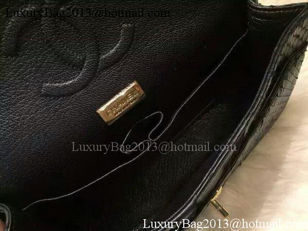 Chanel 2.55 Series Flap Bags Original Snake Leather A1112SA Black Chanel 2.55 Series Flap Bags Original Snake Leather A1112SA Black