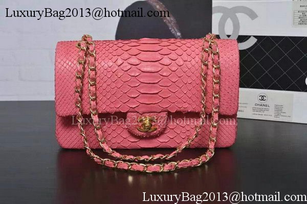 Chanel 2.55 Series Flap Bags Pink Original Python Leather A1112SA Gold Chanel 2.55 Series Flap Bags Pink Original Python Leather A1112SA Gold