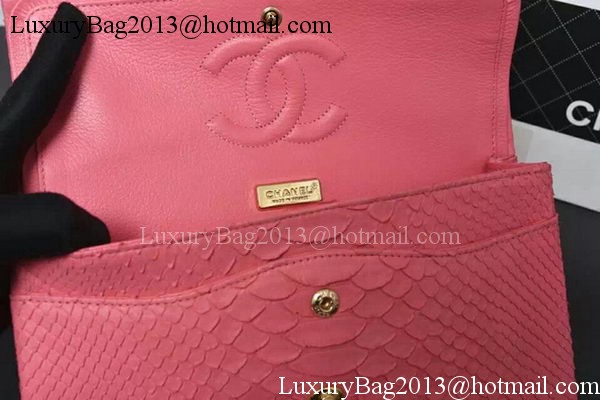 Chanel 2.55 Series Flap Bags Pink Original Python Leather A1112SA Gold Chanel 2.55 Series Flap Bags Pink Original Python Leather A1112SA Gold