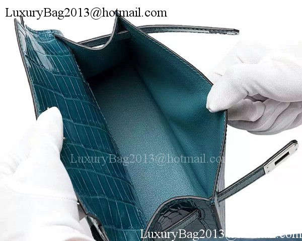 Hermes MINI Kelly 22cm Clutch Croco Leather KL22 Green Hermes MINI Kelly 22cm Clutch Croco Leather KL22 Green