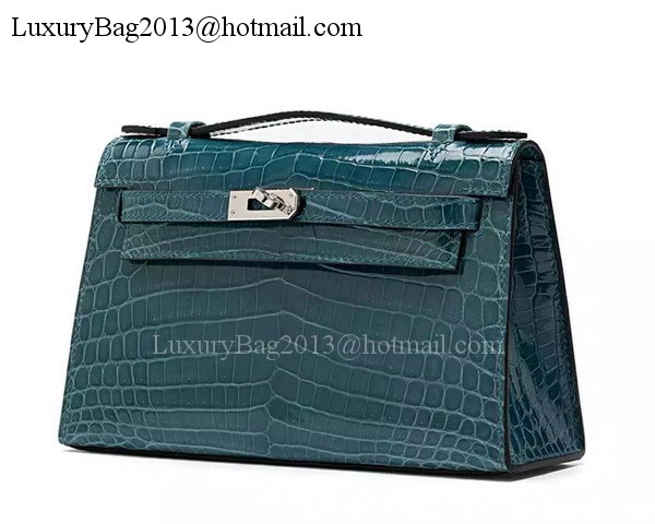 Hermes MINI Kelly 22cm Clutch Croco Leather KL22 Green Hermes MINI Kelly 22cm Clutch Croco Leather KL22 Green