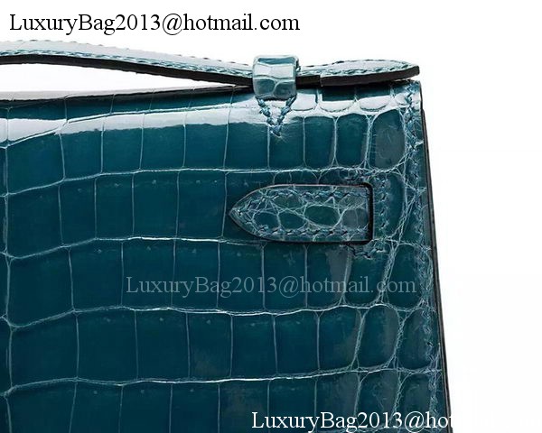 Hermes MINI Kelly 22cm Clutch Croco Leather KL22 Green Hermes MINI Kelly 22cm Clutch Croco Leather KL22 Green