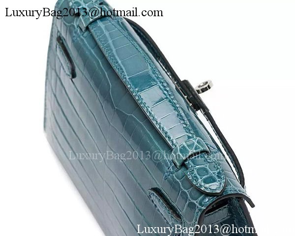 Hermes MINI Kelly 22cm Clutch Croco Leather KL22 Green Hermes MINI Kelly 22cm Clutch Croco Leather KL22 Green